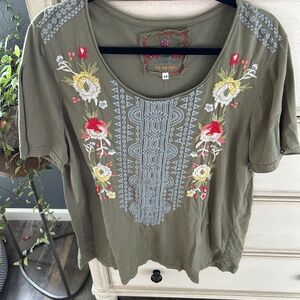 Johnny Was Cotton Top 1x Green